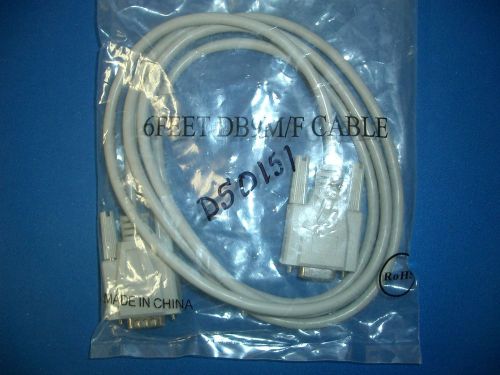 6 foot male DB9 to female DB9 cable, RS232, NEW