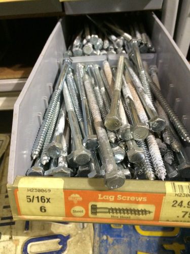 Lot of 80 steel hex lag screw bolt 5/16 x 6&#034; zinc plated hex head hillman for sale