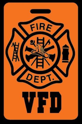 Orange vfd firefighter luggage/gear bag tag - free personalization - new for sale