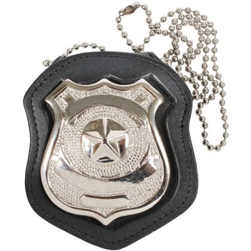 Security Bail Bonds Agents NYPD Style Police Leather Badge Holder w/ Neck Chain