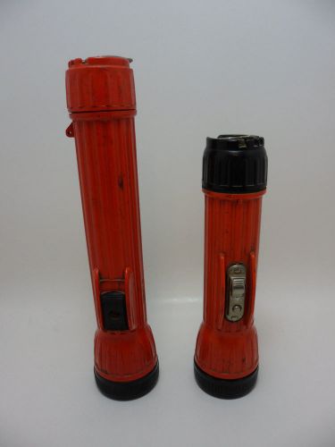 Vintage BRIGHT STAR  Handheld Flashlight, Set of 2  Orange D Battery 2217, 2124