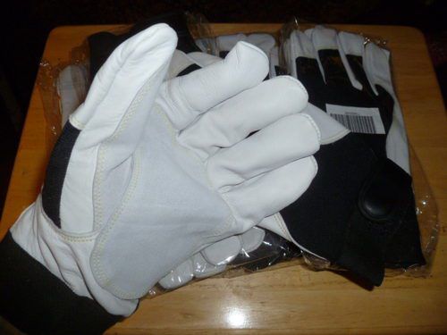 3 NEW PAIR SNALL SIZE LEATHER STRETCH STYLE WORK GLOVES,