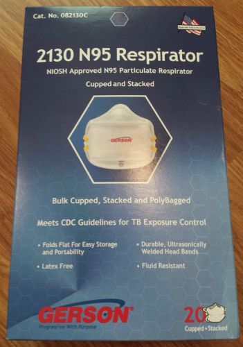 Gerson 20-pack of brand new 2130 n95 safety respirator masks cupped and stacked for sale