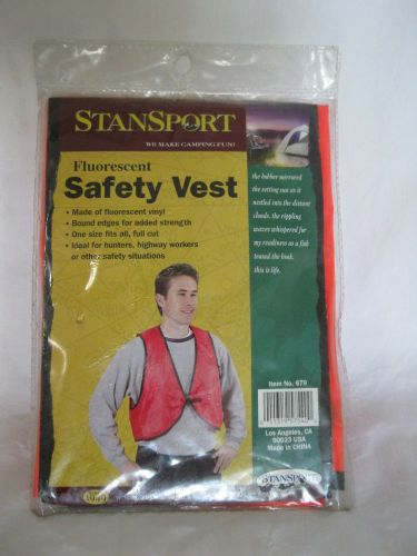 Two New StanSport Fluorescent Orange Safety Vests, Hunting, Highway Workers