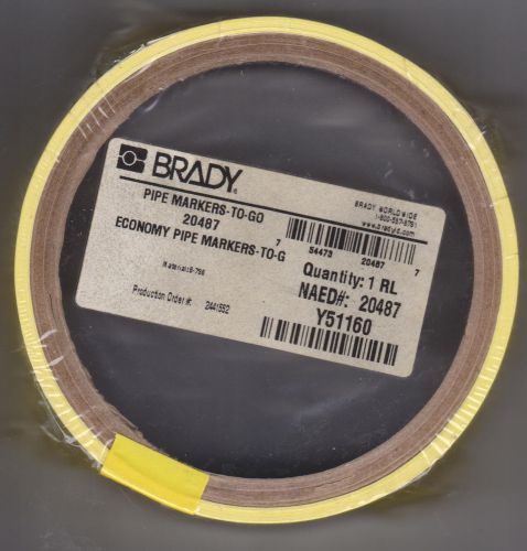 Yellow pipe marker tape brady 20487  1&#034; x 8&#034; black arrow plumbing saftey markers for sale