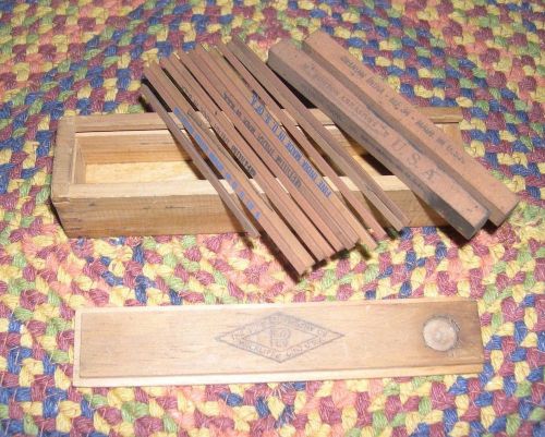 14 vintage norton abrasive sharpening stones  wooden box pipe machinery co ohio for sale