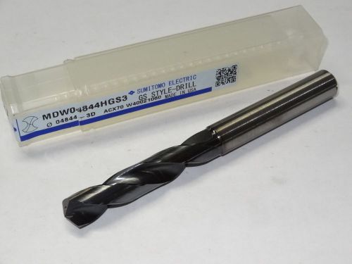 Sumitomo 31/64&#034; .4844&#034; 3xd solid carbide oil coolant-thru stub length gs-drill for sale