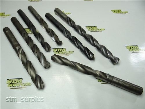 Nice lot of 7 hss straight shank twist drills 57/64&#034; to 63/64&#034; morse for sale