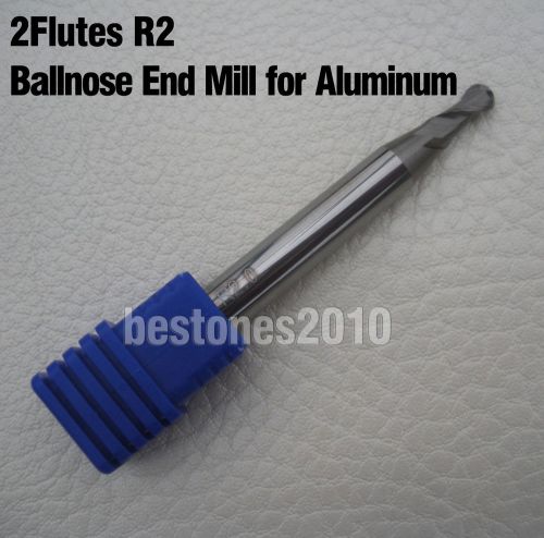 Lot 1pcs Solid Carbide 2Flute Ball Nose Aluminum Endmills R2.0 Cutting Dia 4mm