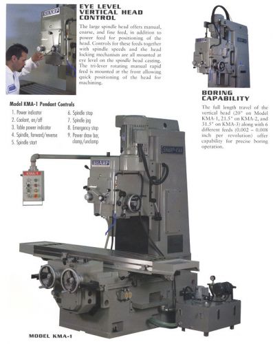 67&#034; tbl 10hp spdl sharp kma-1 vertical mill vertical mill, bed-type, 50 taper, 1 for sale