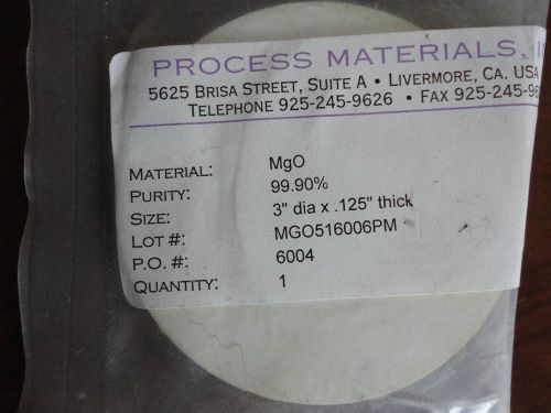 Process Materials, Inc. MgO Sputtering Target, 3&#034; Dia. X 0.125&#034;, Purity 99.90%