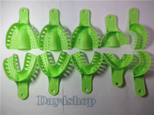 Green 10pcs Dental Impression Trays Autoclavable Dental Central Dental Supply