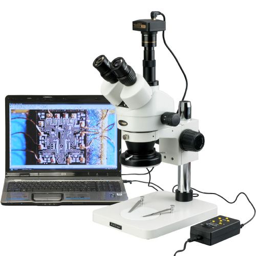 3.5X-90X Zoom Stereo Microscope w 4-Zone 144-LED Light + 8MP Digital USB Camera