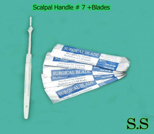 Stainless Steel Scalpel Handle , # 7+ 5 Surgical Sterile Blades # 10