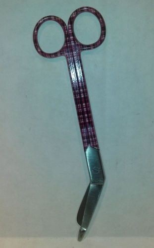 New 7.5&#034; bandage scissors purple plaid design - professional emt nurse paramedic for sale