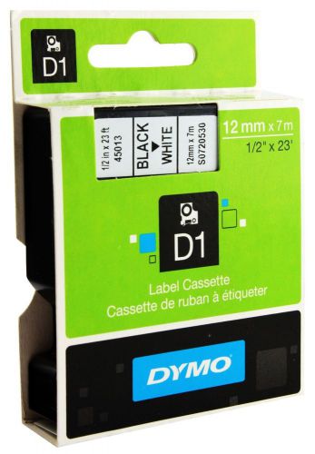 2 tapes included - Dymo D1 Tape 12mm x 7m - Black on White - 1/2in x 23ft