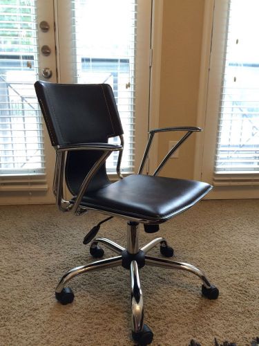 Office Chair - Black - Faux Leather and Chrome