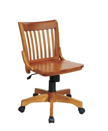 New Office Wooden Armless Rolling Bankers Desk Chair with Wood Seat