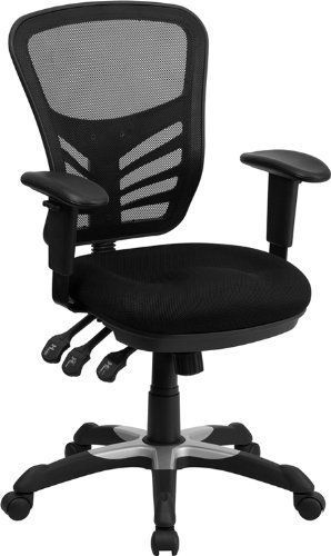 Flash Mid-Back Black Mesh Chair w/ Triple Paddle Control Chair Office Furniture