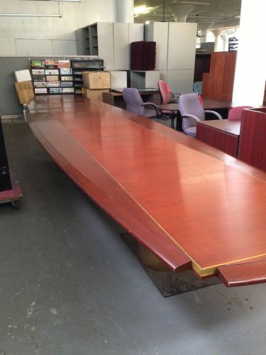 ***solid wood boat shaped conference table 24ft l*** for sale