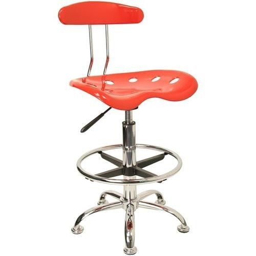 Vibrant Red and Chrome Drafting Stool with Tractor Seat - Kid&#039;s Office Chair