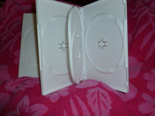 5/8&#034; 14 mm Slim Quad WHITE 4-DVD Case Movie Box Singles