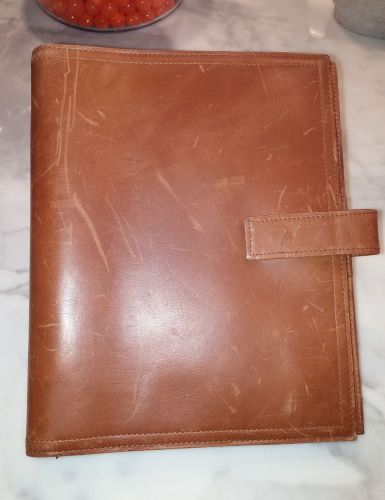 Day-timer genuine leather notebook planner organizer in camel / brown for sale