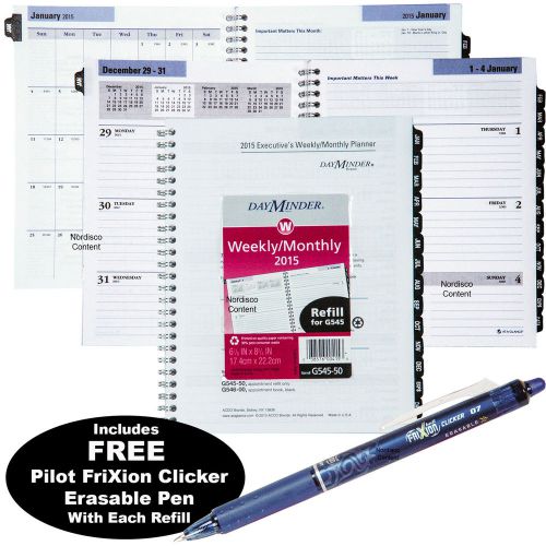 DayMinder G545-50 2015 Executive Planner Refill With FREE FriXion Erasable Pen