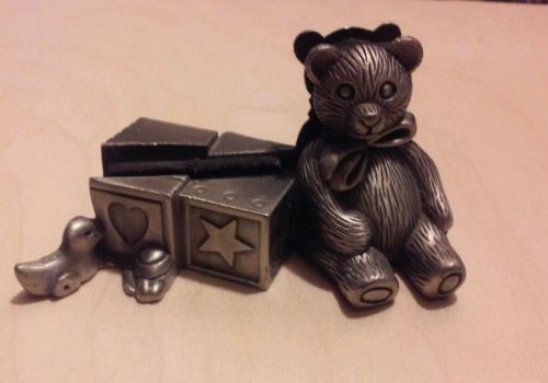 Daycare or Pre-School Pewter Business Card Holder - Teddy Bear