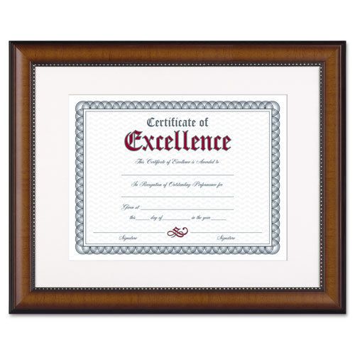 DAX Prestige Document Frame, Matted w/Certificate, Walnut/Black, 11 x 14