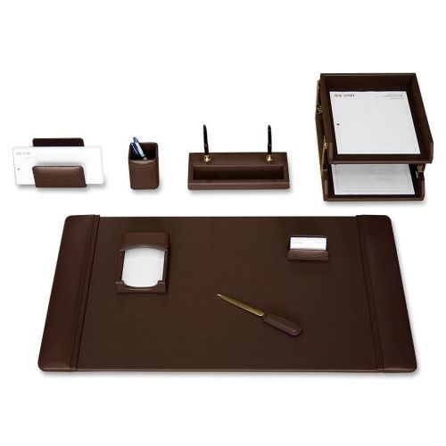 Dacasso Chocolate Brown Leather 10-Piece Desk Set - DACD3420