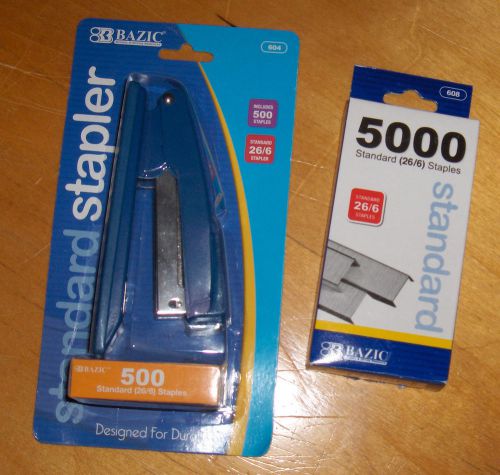 NEW Blue Bazic Standard Stapler with 5500 staples (500 staples + 5000 more!)