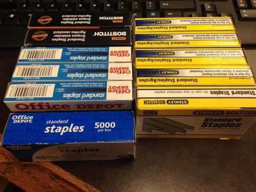 Lot of 11 Packs Stand Staples 5000 Ct (Off. Depot &amp; Stan. Bostitch) 55,000 Total