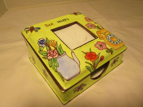Bumble BEEs Happy Empress ARTS Enameled Metal Post-It NOTES Holder Picture FRAME