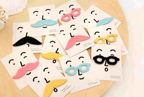1x Funny Moustache Glasses Sticky Notes Post Bookmark Memo Flags Pad Tab Random#