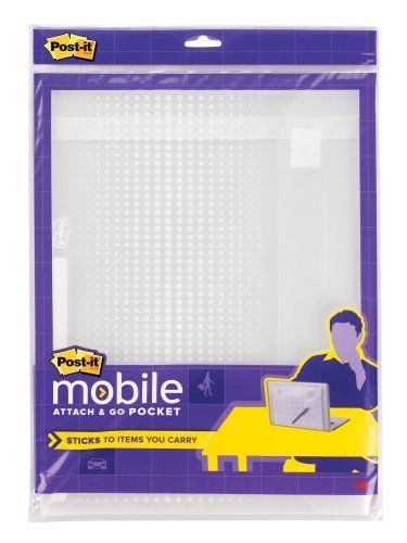 Post-it Attach And Go Large Transparent Pocket With Closure - Letter (pmplg1cr)