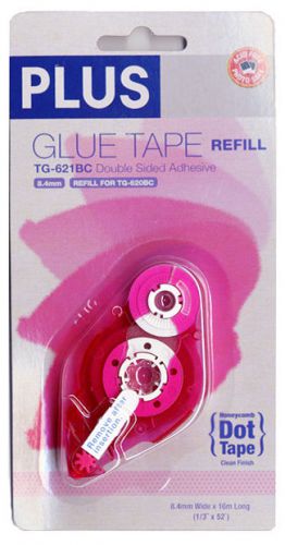 PLUS Glue Tape Adhesive Honeycomb Dot REFILL Cartridge 1/3&#034; x 52&#039; TG-621BC