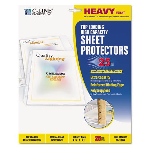 High capacity polypropylene sheet protectors, clear, 11 x 8 1/2, 25/bx for sale