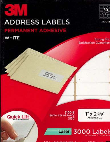 3M SHIPPING LABELS PERMANENT ADHESIVE 3 1/3&#034; x 4&#034; 3100-B SAME AS AVERY 5160