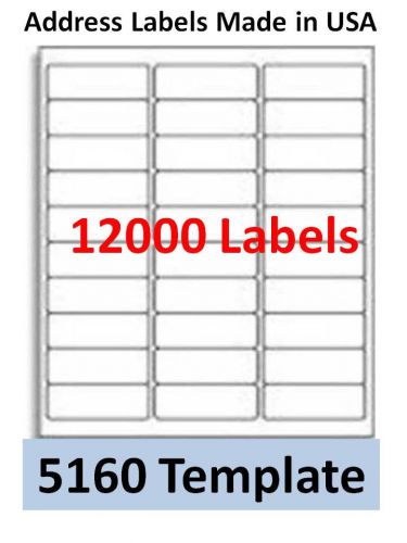 12000 Laser/Ink Jet Labels 30up Address Compatible with Avery 5160. 100 Sheets