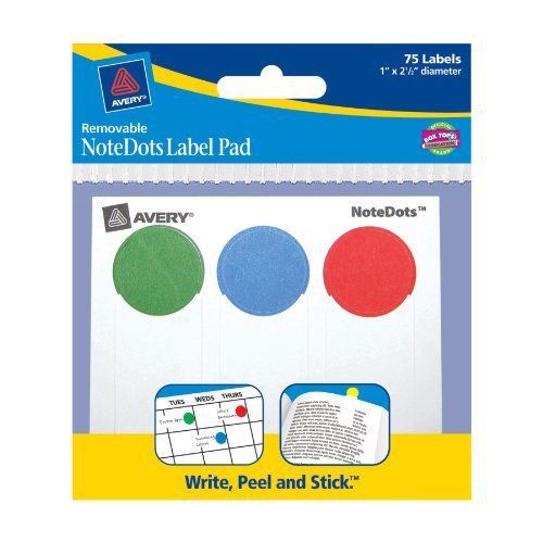 Avery Notedots Color Coded Label - 1&#034; Width X 2.50&#034; Length - 25 Sheet - (45295)
