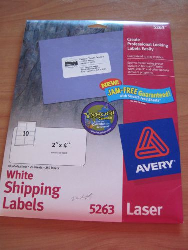 Avery 5263 White Shipping Labels - 2&#034; x 4&#034; Size