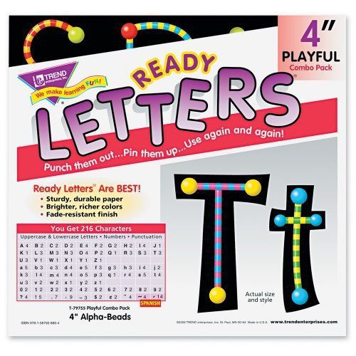 Trend Ready Letters Alpha-beads - 59 Uppercase Letters, 20 Numbers, (tep79755)