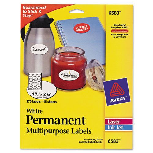 Oval multi-use labels, 1-1/2 x 2-1/2, matte white, 270/pk for sale
