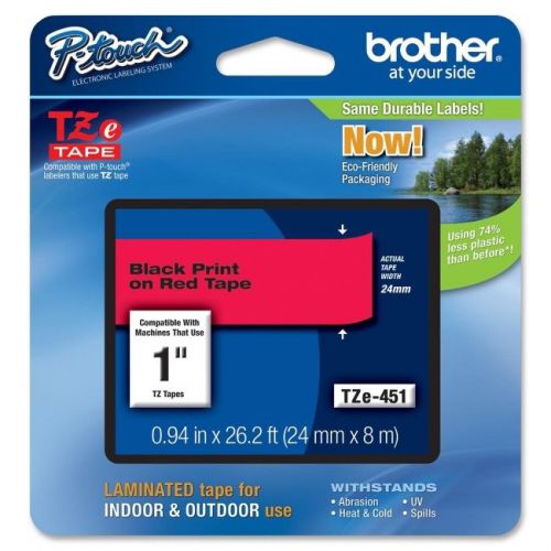 Brother tze-451 international black on red 1&#034; tape for sale