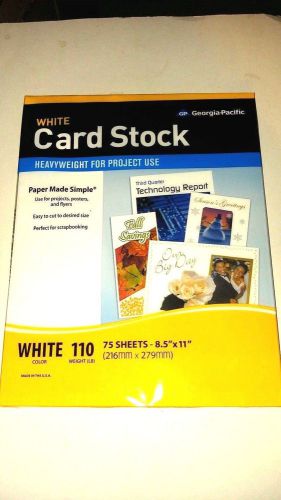 GEORGIA PACIFIC WHITE CARD STOCK HEAVYWEIGHT (110 LB) 75 SHEETS 8-1/2” X 11”