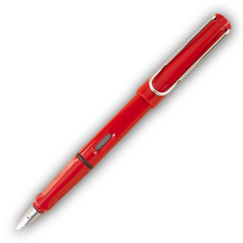 Lamy safari fountain pen, shiny red barrel, broad nib (l16b) for sale