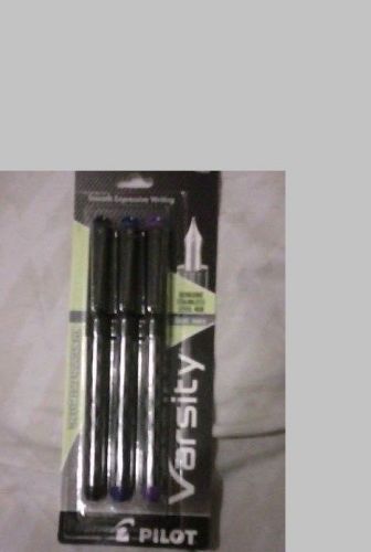 PILOT Varsity Disposable Fountain Pen Blue Black and Purple 3 pens one pack
