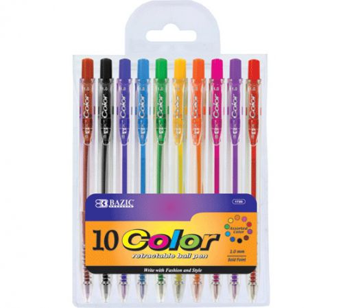 10 pcs/pack BAZIC 10 Retractable Color Pen Assorted color #1720