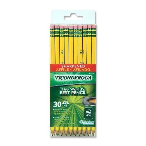 Ticonderoga Wood Pencil - #2 Pencil Grade - Yellow Barrel - 30 / Box (DIX13830)